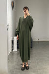 SWAYING/KNIT V-neck wide dress SW23AW2L21 dark green PS65